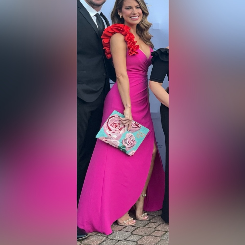 Dress the population Camelia gown size small bright fuschia poppy